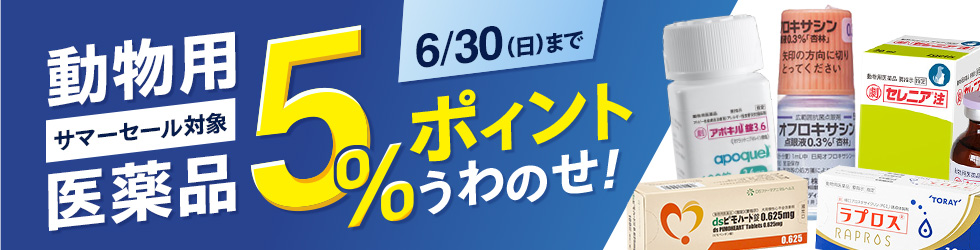 ＼5%ポイント還元中!／【サマーセール対象 動物用医薬品】6/30(日)まで!