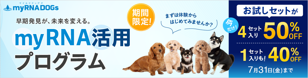 【myRNA DOGs マイルナドッグズ お試しキャンペーン】今だけ!お試しセットが\最大50%OFFに!/
